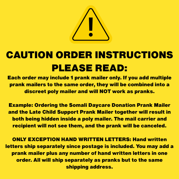 Late Child Support Prank Package