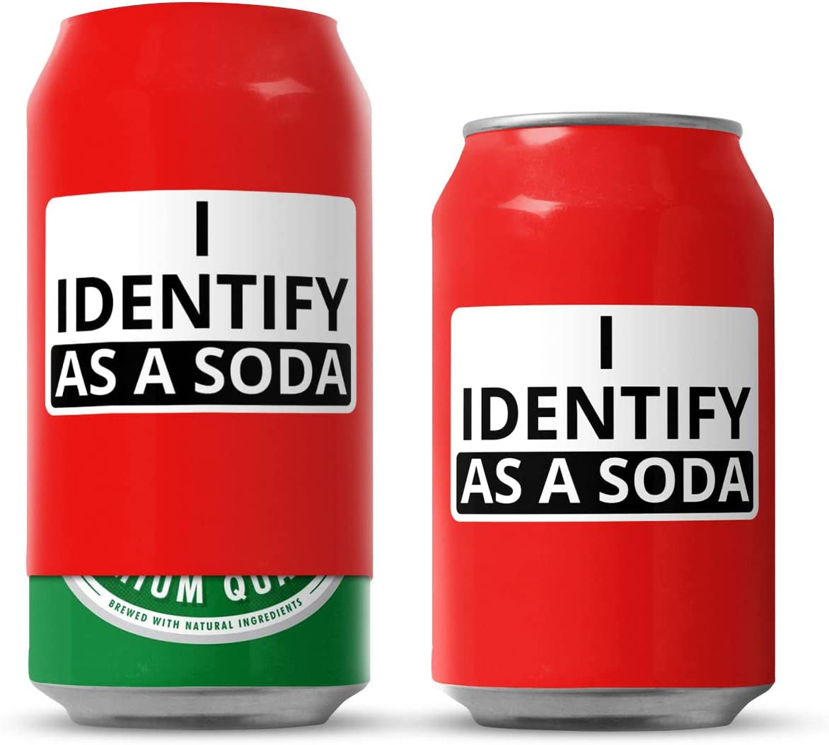 I Identify As A Soda Beersy Silicone Sleeve Hide-a-Beer Can Cooler Regular