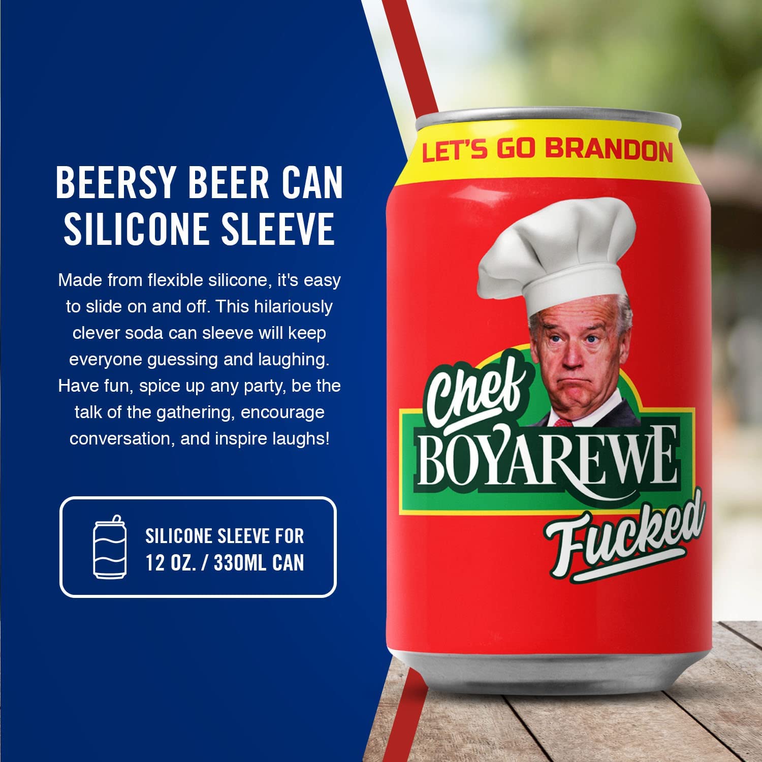 Chef Boy Are We Fucked Beersy Silicone Sleeve Hide-a-Beer Can Cooler