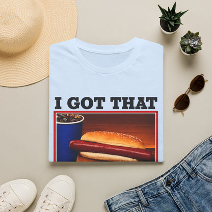 T-Shirt — 'I Got That Kirkland Hot Dog' Vintage Grocery Graphic Tee