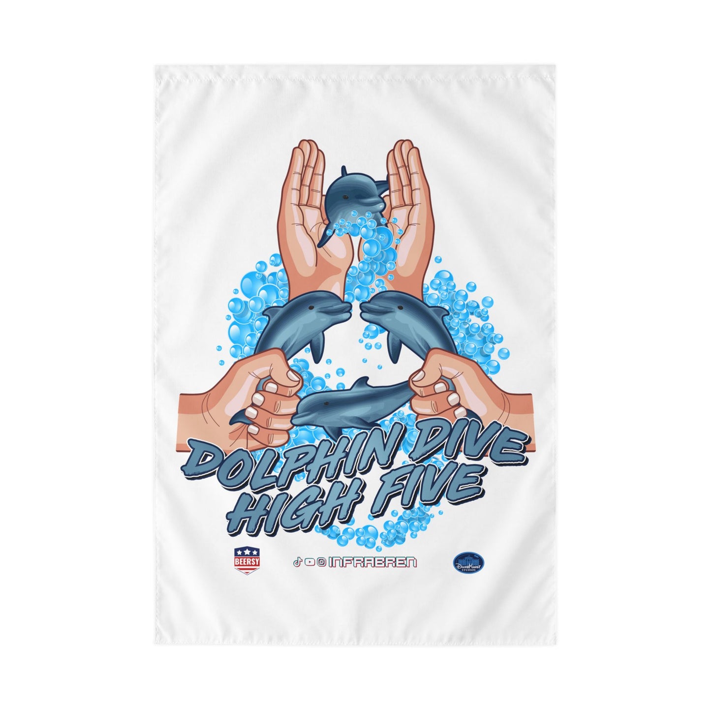 Dolphin Dive High Five Outdoor Flag