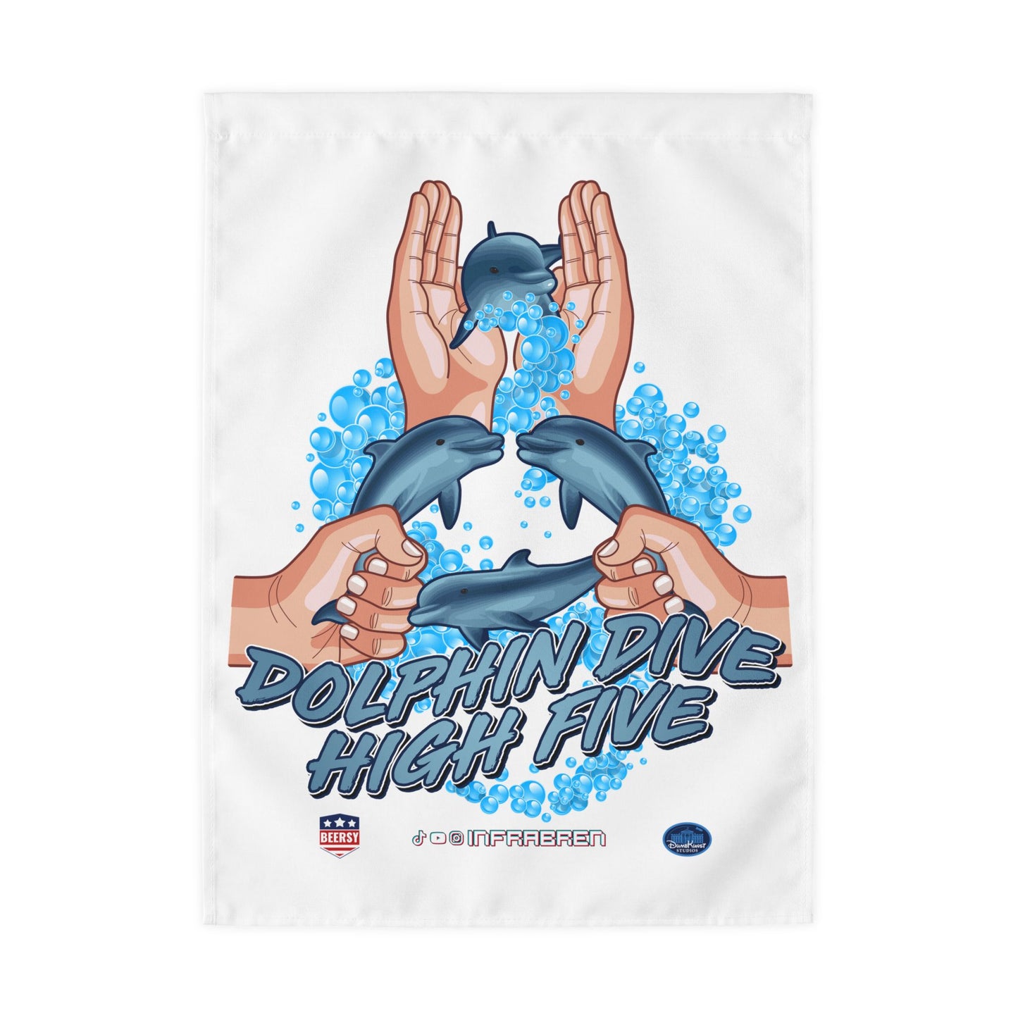 Dolphin Dive High Five Outdoor Flag