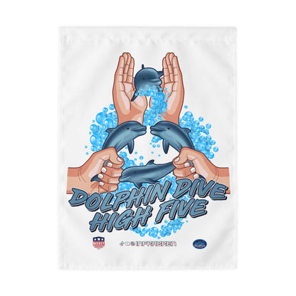 Dolphin Dive High Five Outdoor Flag
