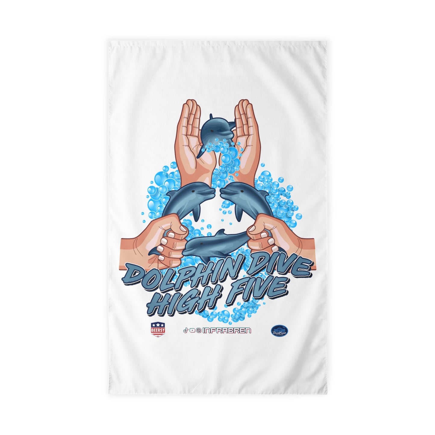 Dolphin Dive High Five Outdoor Flag