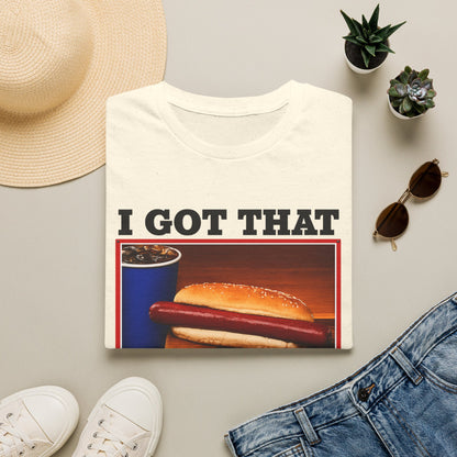T-Shirt — 'I Got That Kirkland Hot Dog' Vintage Grocery Graphic Tee