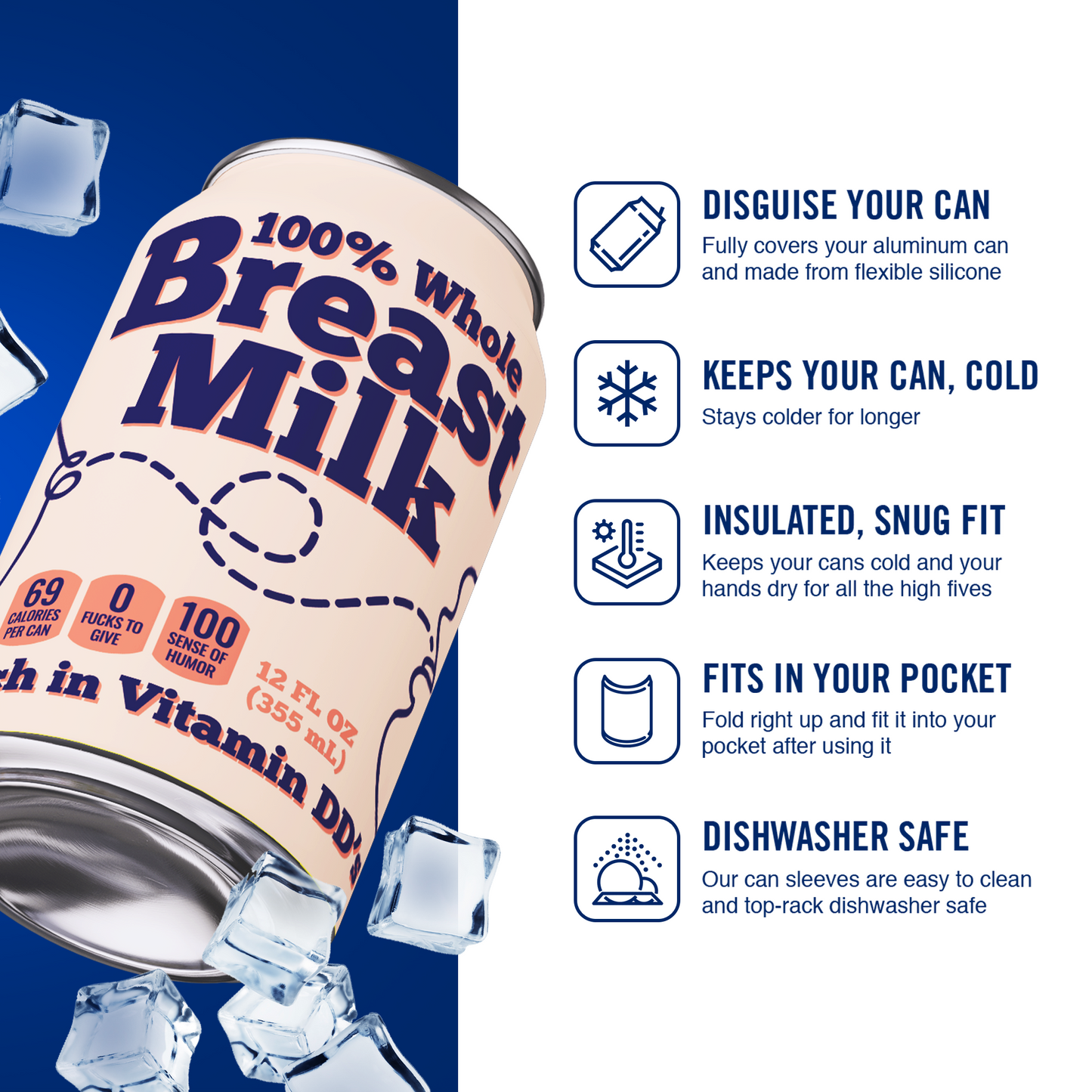 Breast Milk Beersy Silicone Sleeve Hide-a-Beer Can Cooler