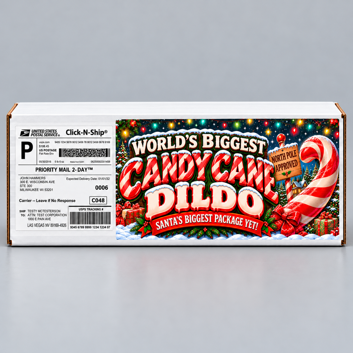 World's Biggest Candy Cane Dildo Prank Package