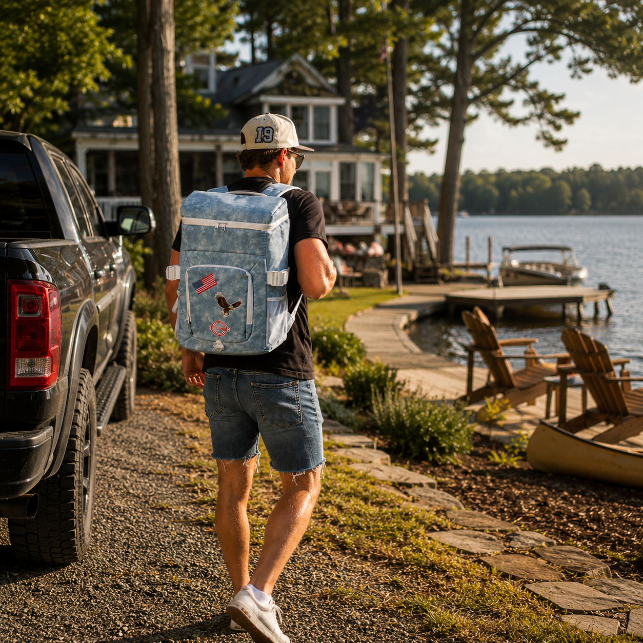 American Denim Backpack Cooler
