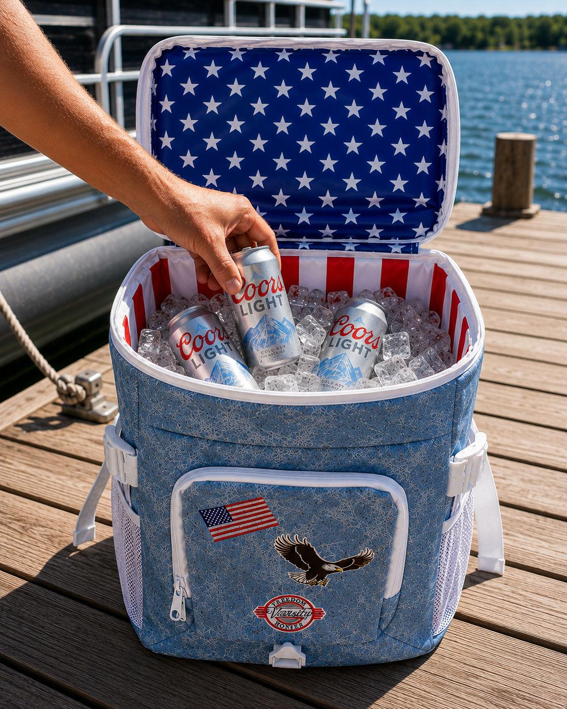 American Denim Backpack Cooler
