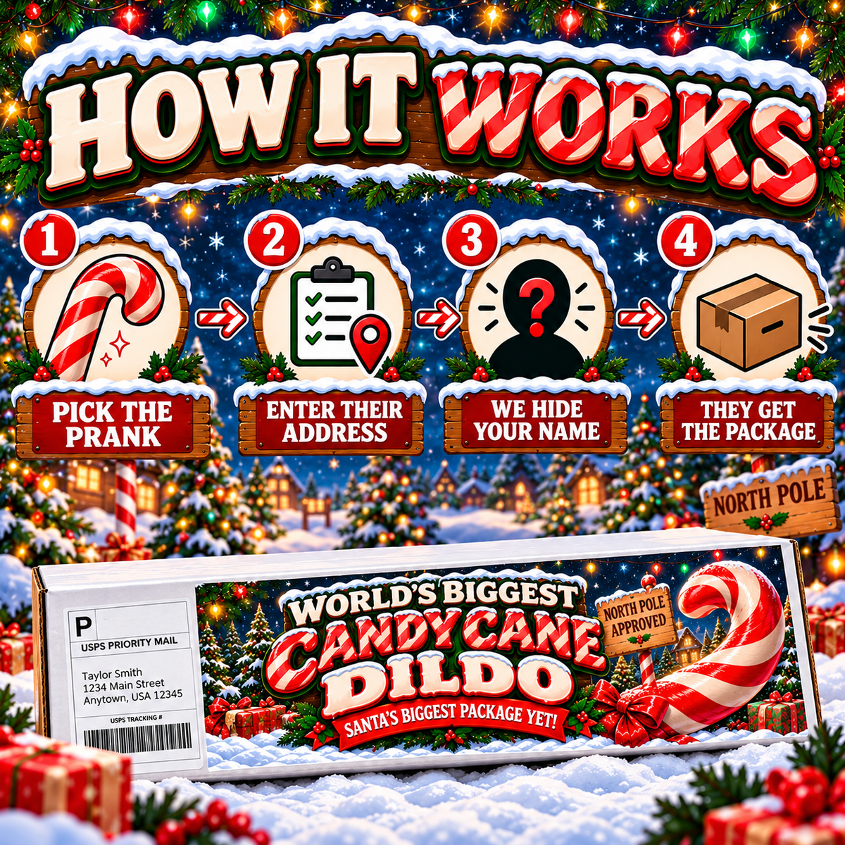 World's Biggest Candy Cane Dildo Prank Package