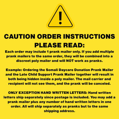 Late Child Support Prank Package