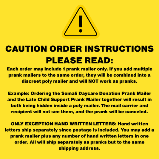 Late Child Support Prank Package