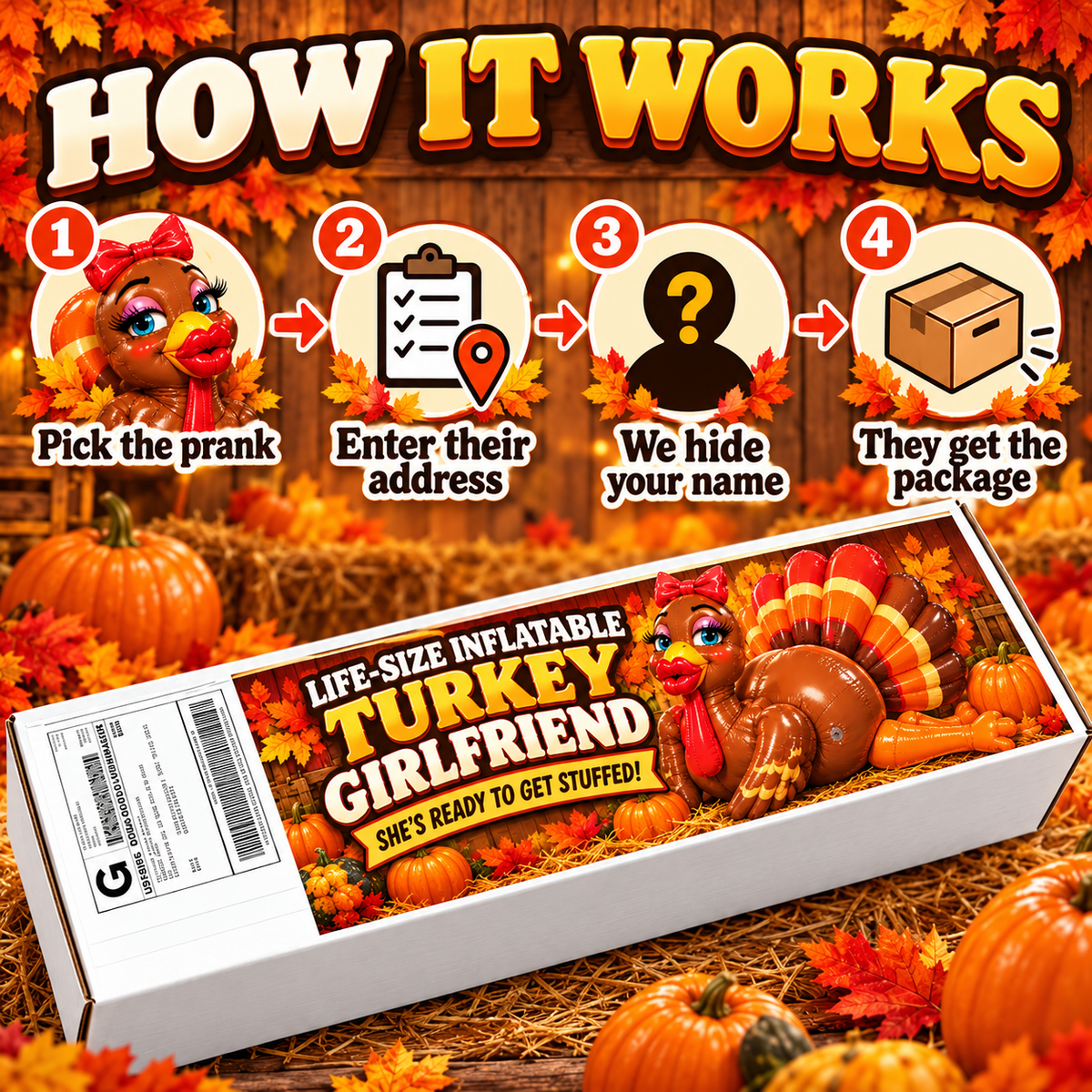 Inflatable Turkey Girlfriend Prank Package
