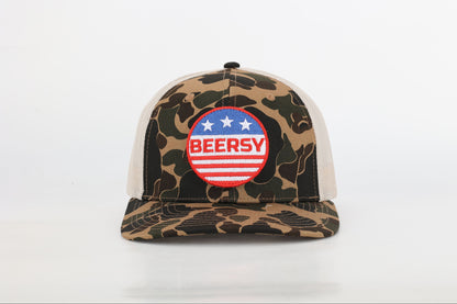 Camo Snapback Hat with Interchangeable Velcro Logo Patch