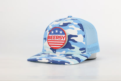 Camo Snapback Hat with Interchangeable Velcro Logo Patch