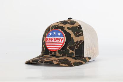 Camo Snapback Hat with Interchangeable Velcro Logo Patch