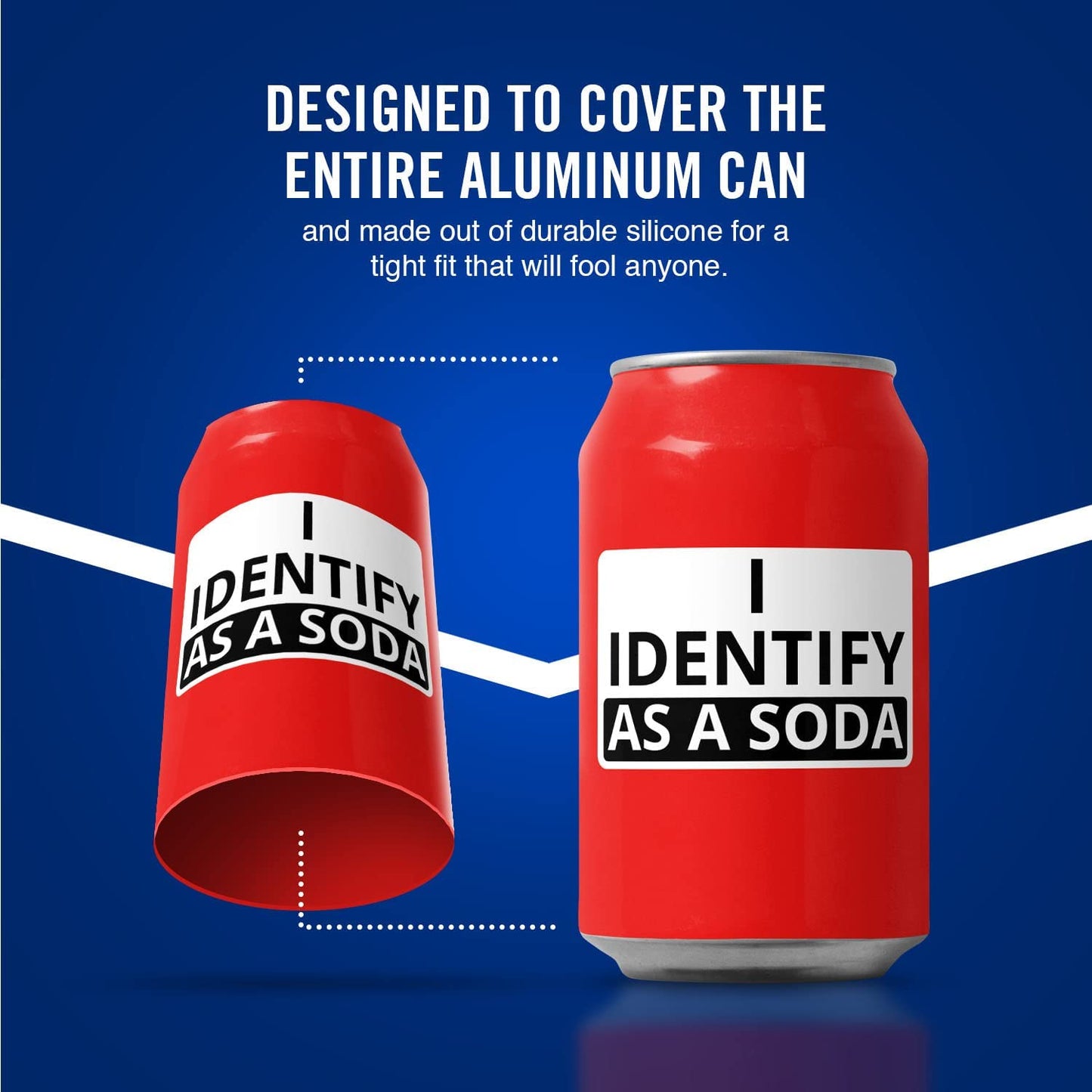 "I Identify As A Soda" Beersy Silicone Sleeve Hide-a-Beer Can Cooler
