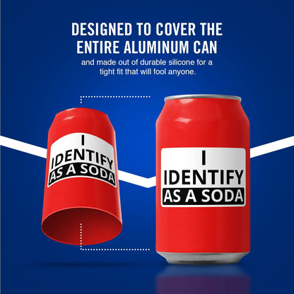 "I Identify As A Soda" Beersy Silicone Sleeve Hide-a-Beer Can Cooler