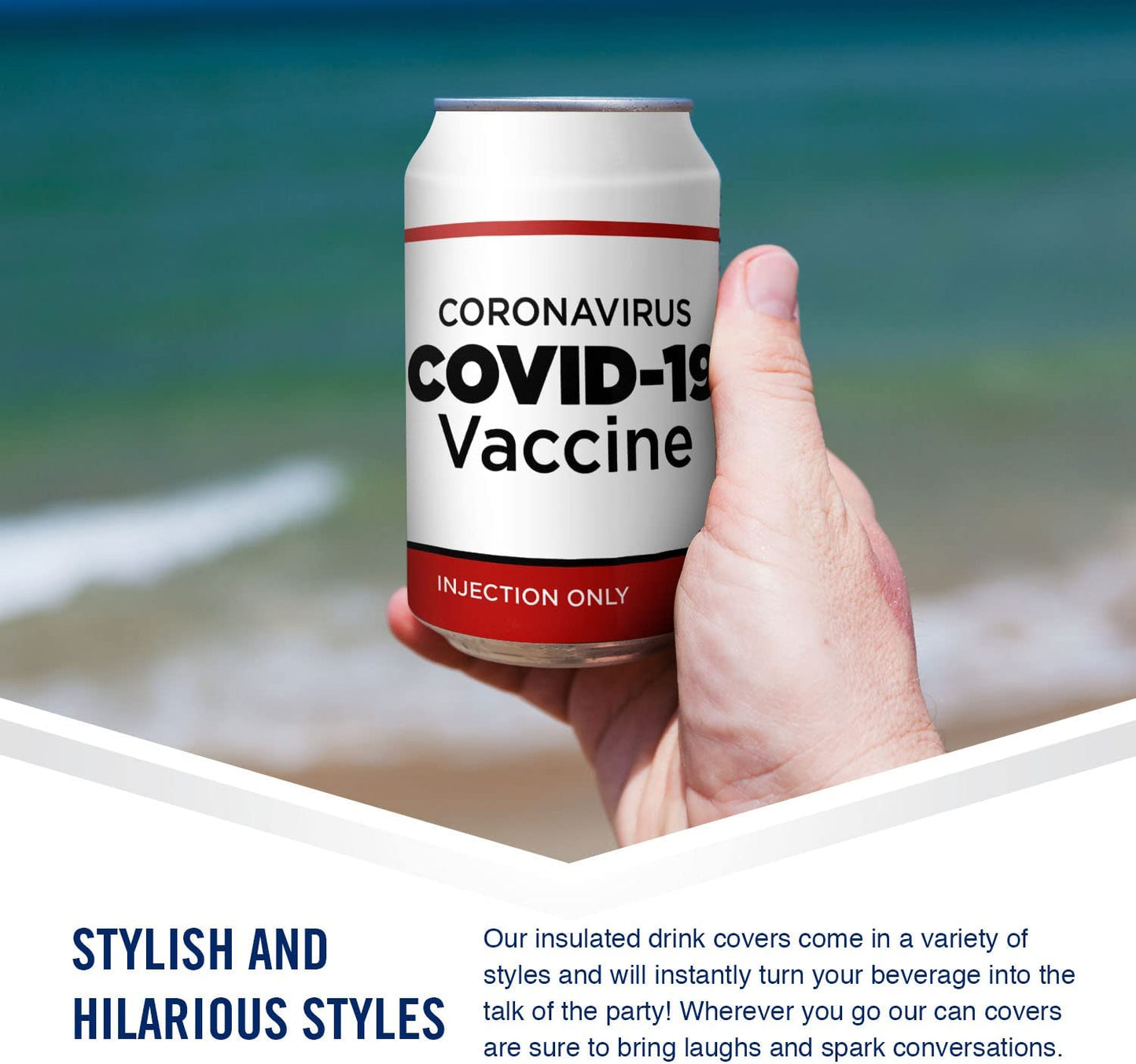 Covid-19 Vaccine Beersy Silicone Sleeve Hide-a-Beer Can Cooler (GLOW)