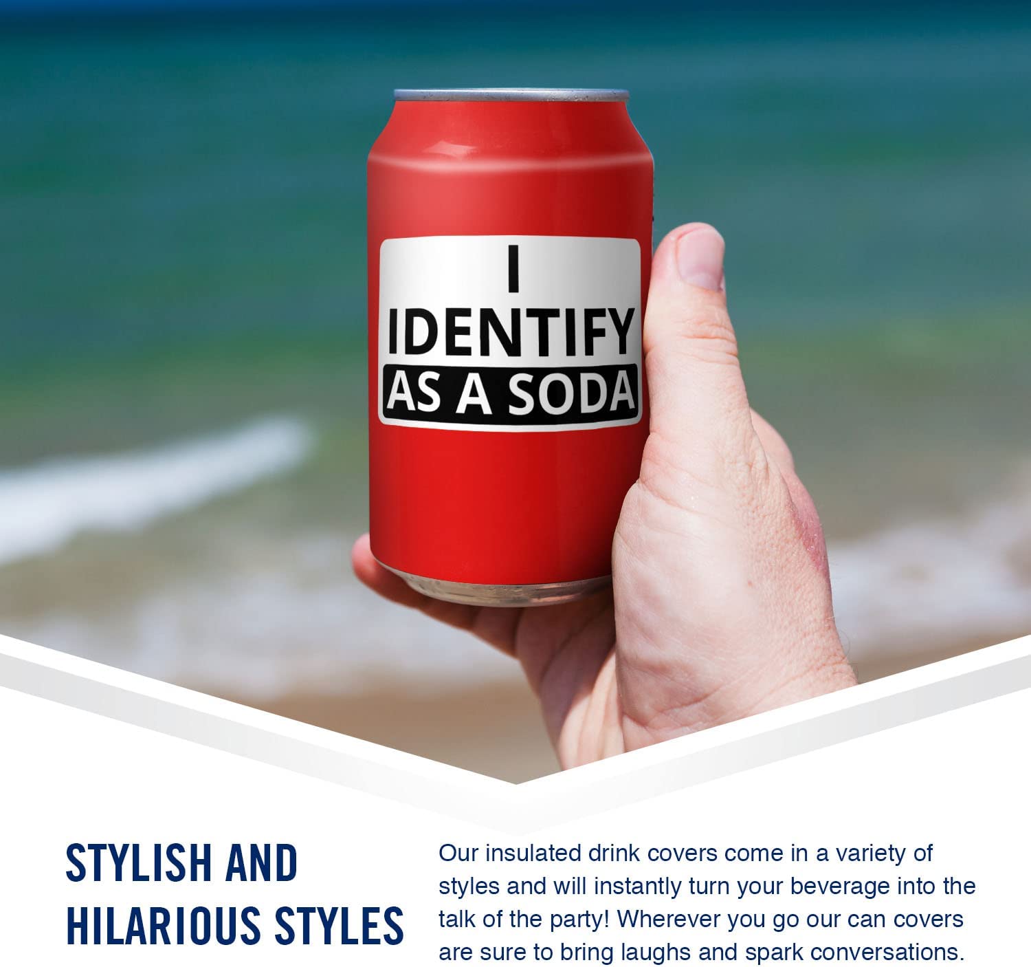 I Identify As A Beer, Can Cooler, Beer Koozie, Women/Men, Insulated Beverage