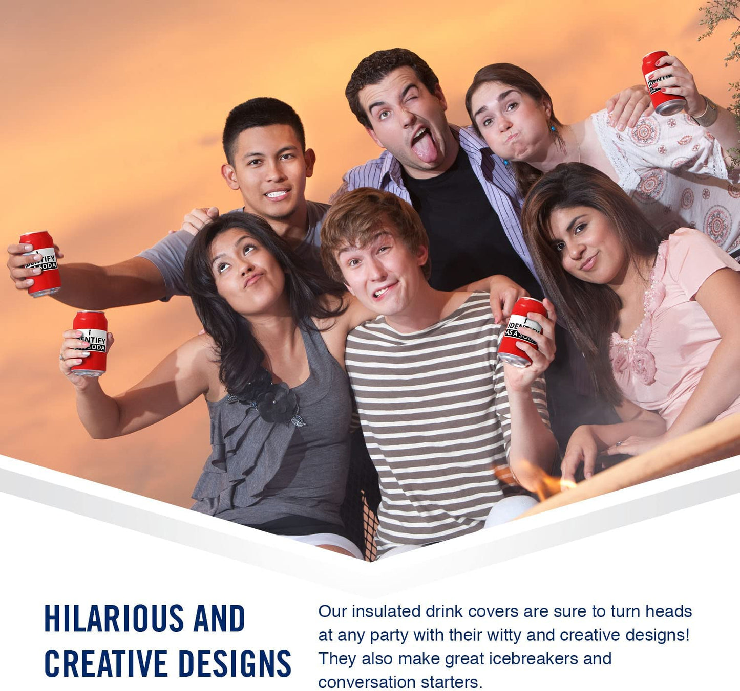 "I Identify As A Soda" Beersy Silicone Sleeve Hide-a-Beer Can Cooler