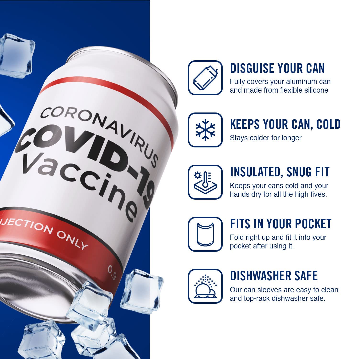 Covid-19 Vaccine Beersy Silicone Sleeve Hide-a-Beer Can Cooler (GLOW)