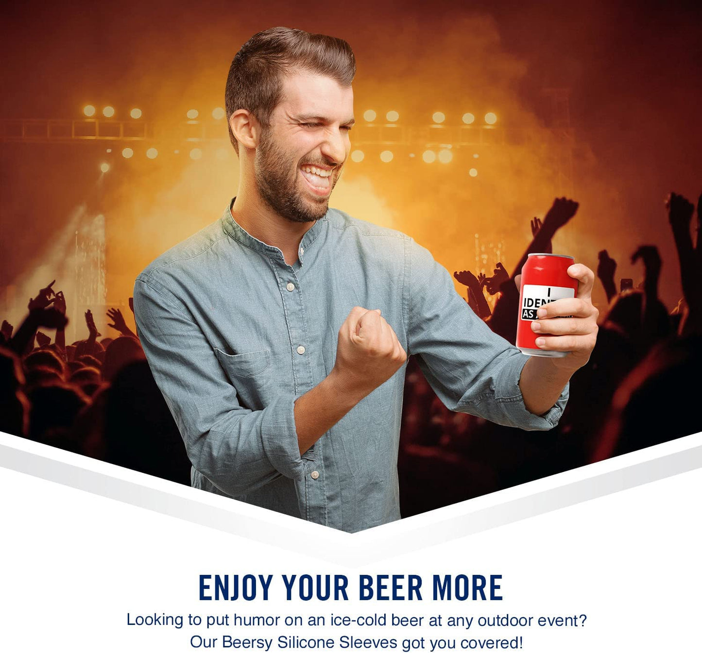 "I Identify As A Soda" Beersy Silicone Sleeve Hide-a-Beer Can Cooler