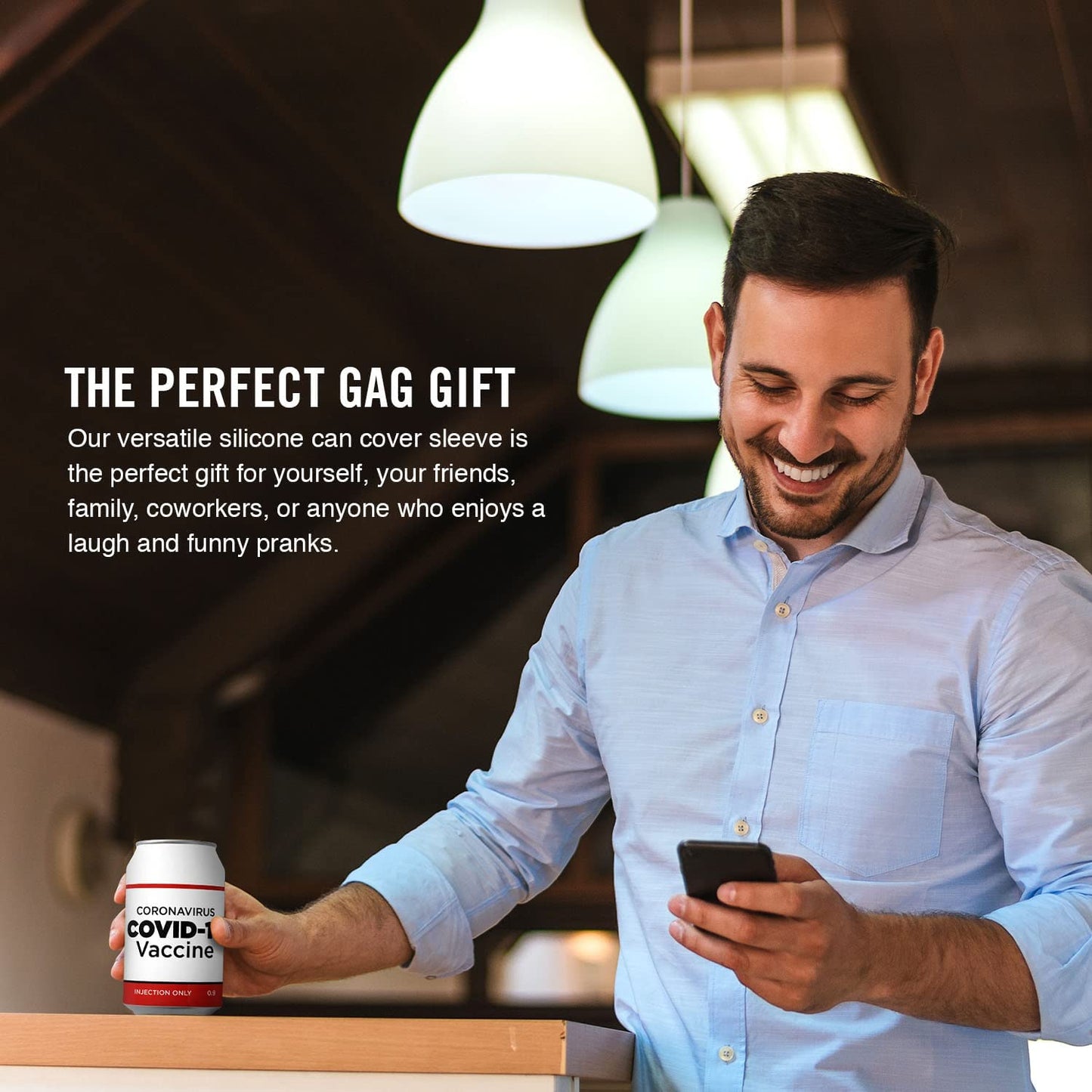 Covid-19 Vaccine Beersy Silicone Sleeve Hide-a-Beer Can Cooler (GLOW)