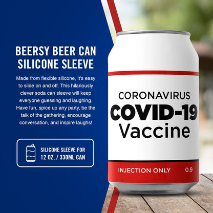 Covid-19 Vaccine Beersy Silicone Sleeve Hide-a-Beer Can Cooler (GLOW)