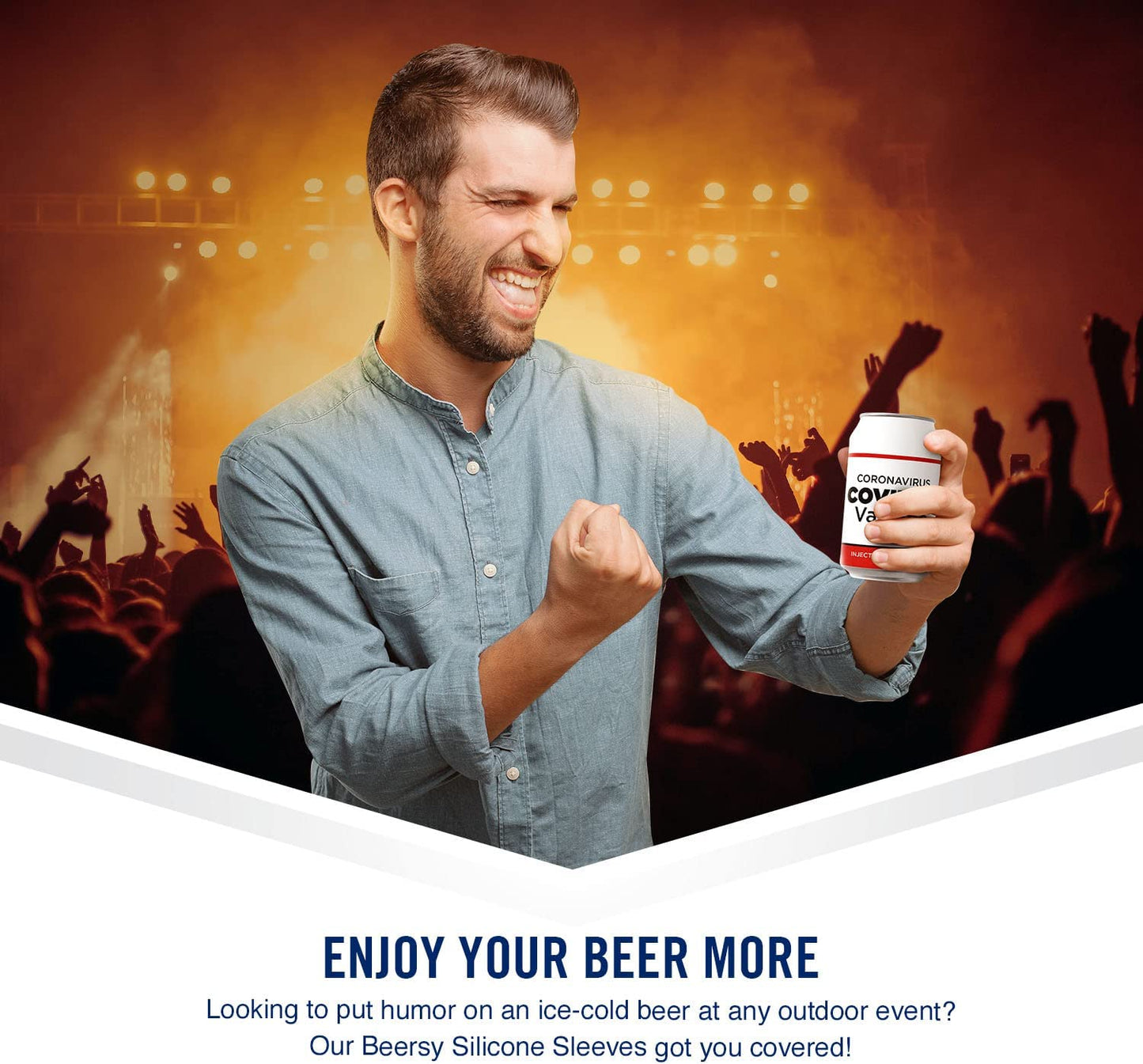 Covid-19 Vaccine Beersy Silicone Sleeve Hide-a-Beer Can Cooler (GLOW)