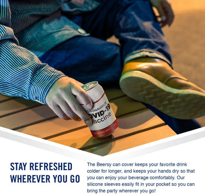 Covid-19 Vaccine Beersy Silicone Sleeve Hide-a-Beer Can Cooler (GLOW)
