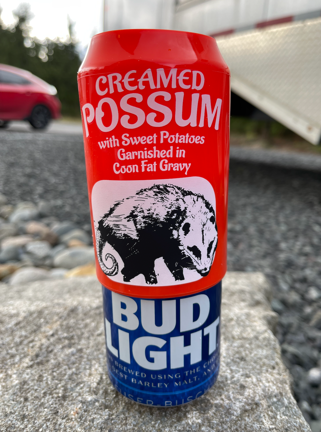 Creamed Possum Beersy Silicone Sleeve Hide-a-Beer Can Cooler